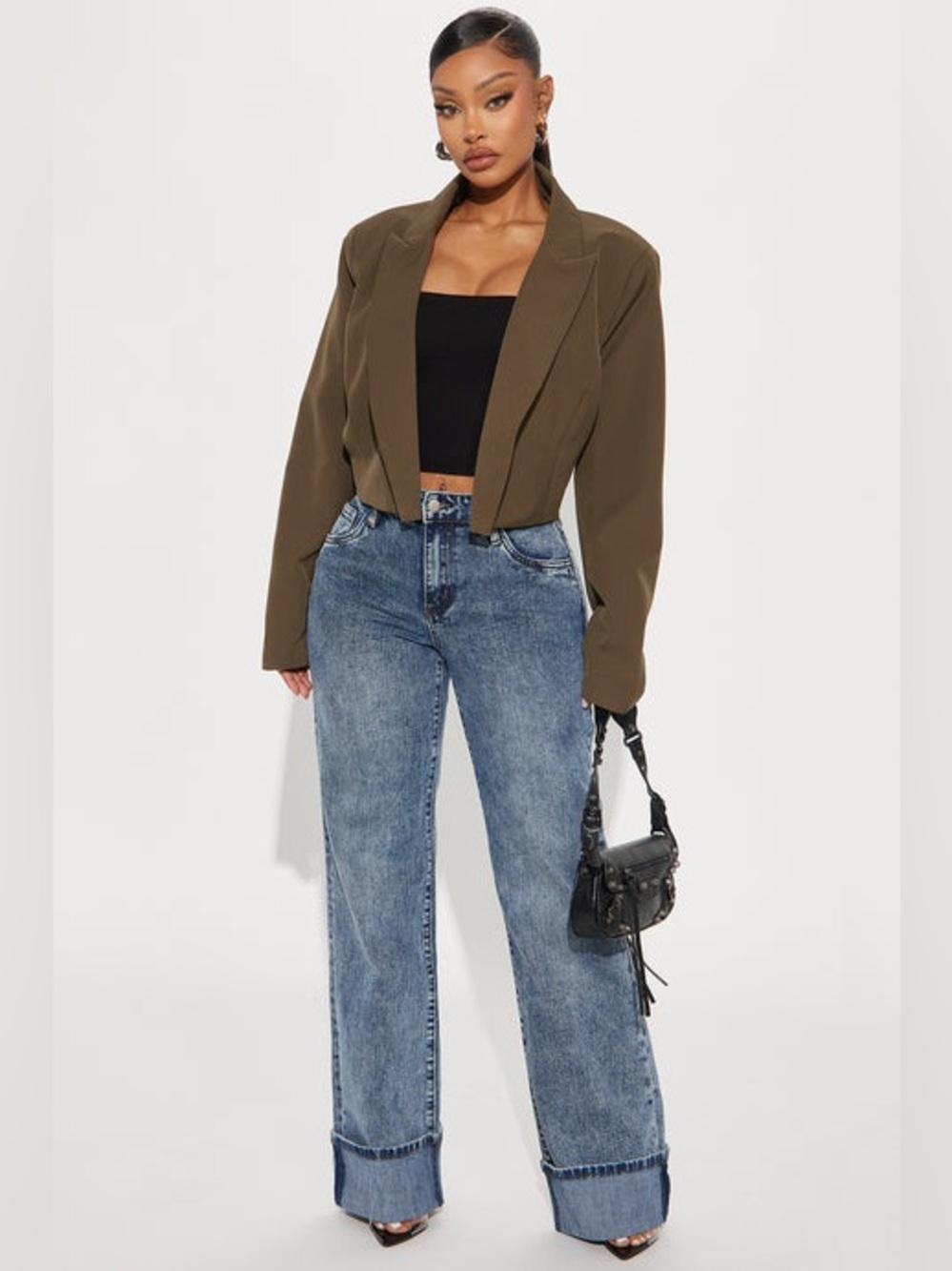 Fashionnova Straight Leg Denim Cuffed Jeans - Size 9